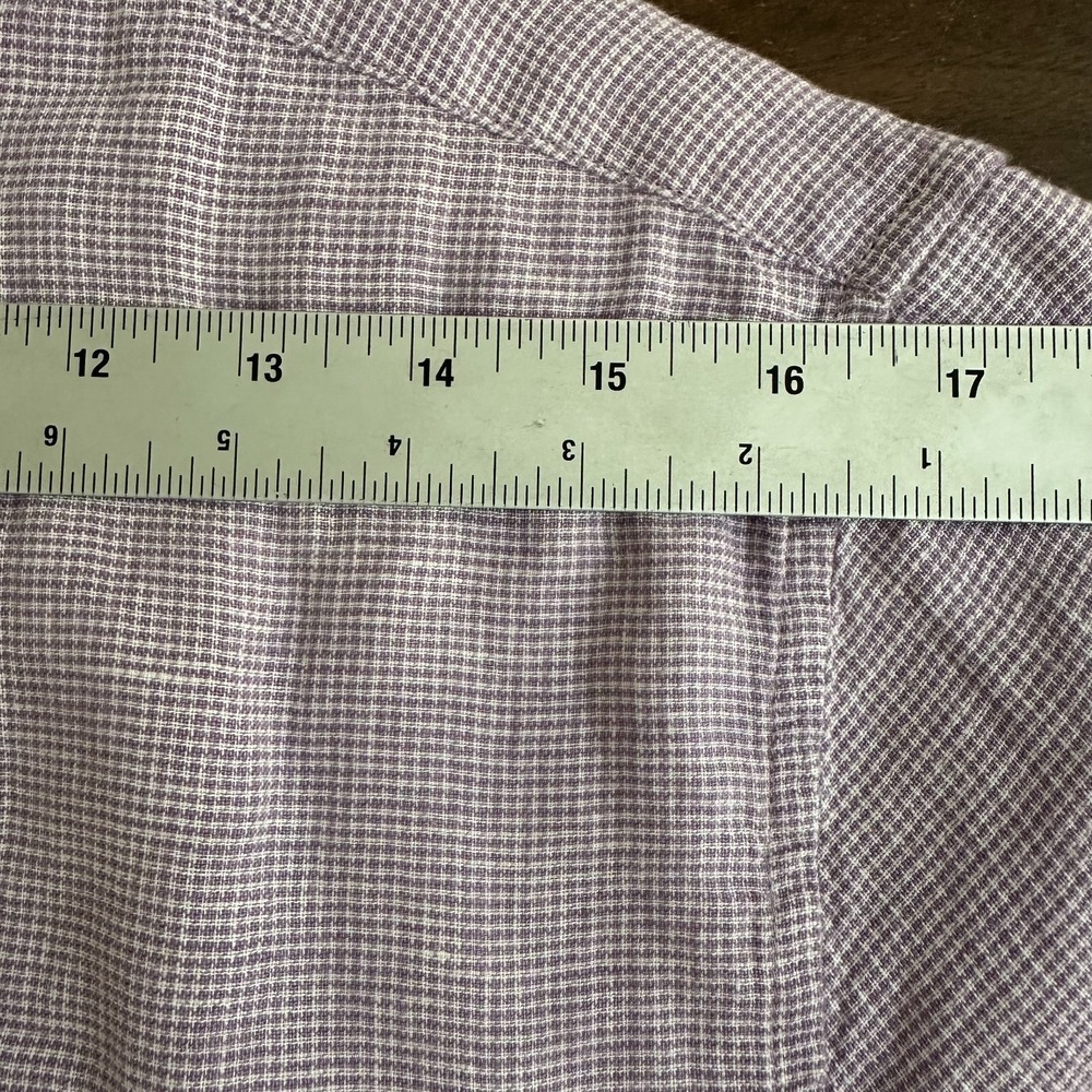 J.Crew Shirt Mens Medium Purple Houndstooth Linen Blend Short Sleeve Button Down - Picture 11 of 12